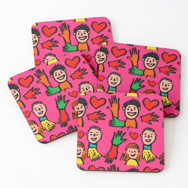 Item preview, Playful Faces and Hands Red Doodle Pattern designed and sold by Piotrek0001.