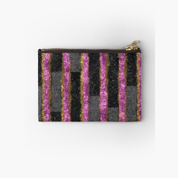 Aperçu de l'œuvre Rayures roses, noires et dorées à paillettes créée et vendue par bubblegoth.