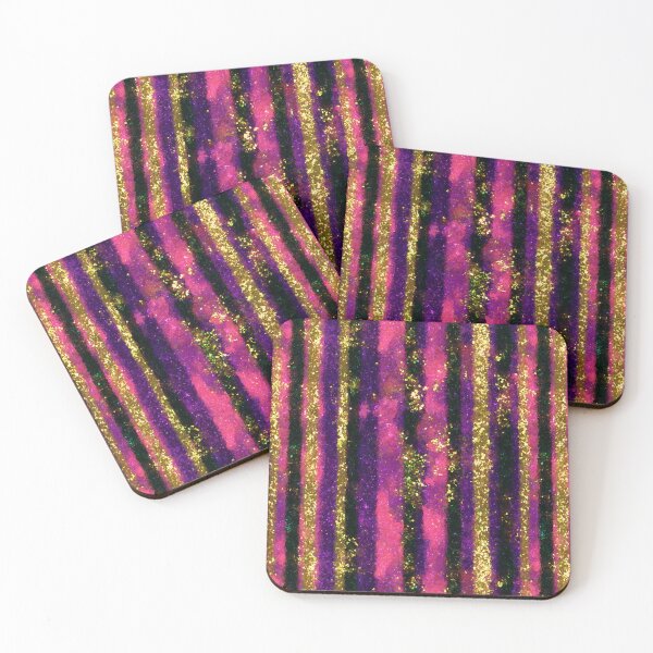 Item preview, Pink Purple Gold Glitter Stripe Pattern designed and sold by bubblegoth.