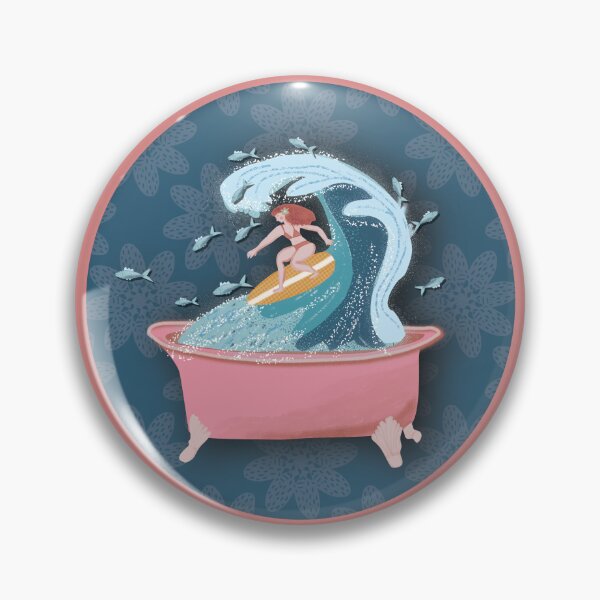 Artikelvorschau, Surfen in der Badewanne, Fächer, blauer Hintergrund entworfen und verkauft von WONDERPRINTVALLEY.