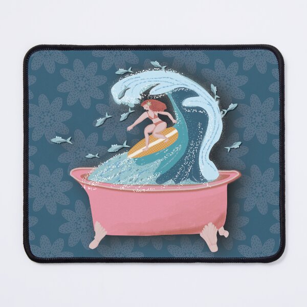 Item preview, SURFING IN THE BATHTUB, fan blue background designed and sold by WONDERPRINTVALLEY.