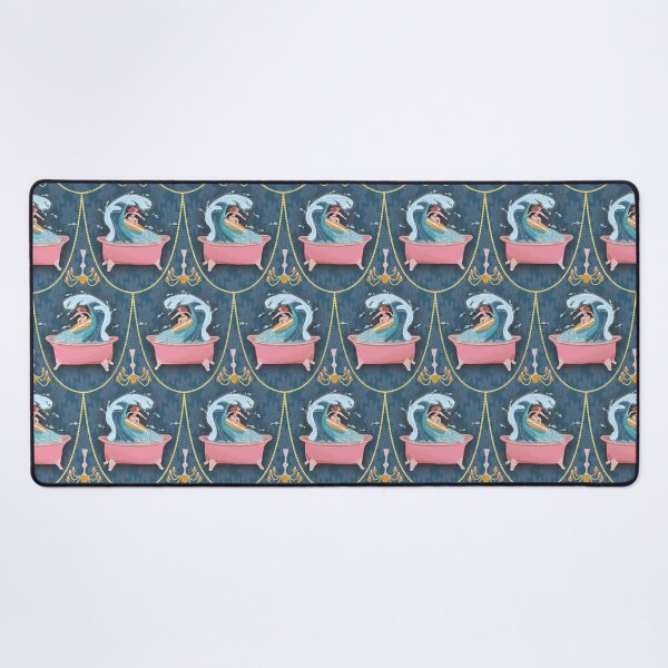 Item preview, SURFING IN THE BATHTUB, fan blue background designed and sold by WONDERPRINTVALLEY.