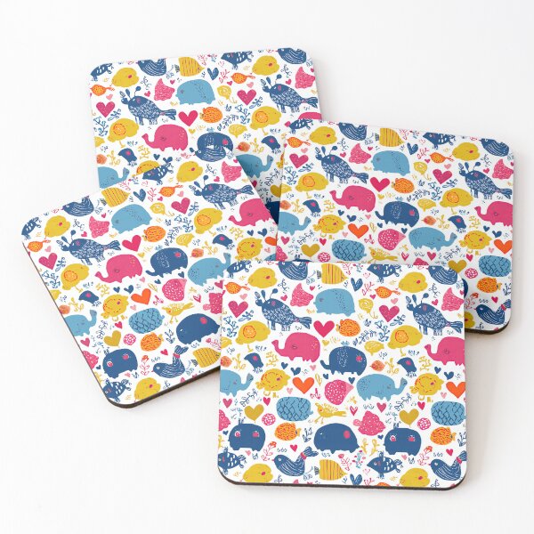 Item preview, Cute Elephants and Dinosaurs White Pattern designed and sold by Piotrek0001.