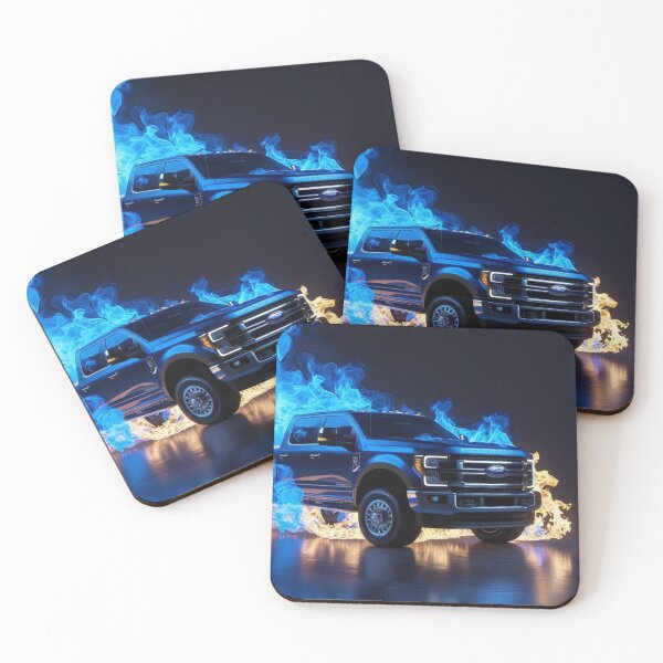 Item preview, Hellfire Blue and Red Flames Pickup Truck – Hyper Realistic 3D Custom Truck Design for T-Shirts, Stickers & Posters designed and sold by Creative Design Studio.