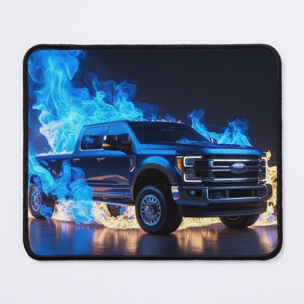 Item preview, Hellfire Blue and Red Flames Pickup Truck – Hyper Realistic 3D Custom Truck Design for T-Shirts, Stickers & Posters designed and sold by Creative Design Studio.