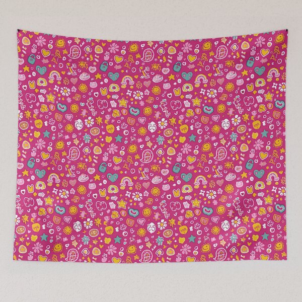 Item preview, Bright Pink Whimsical Shapes and Doodles Pattern designed and sold by Piotrek0001.