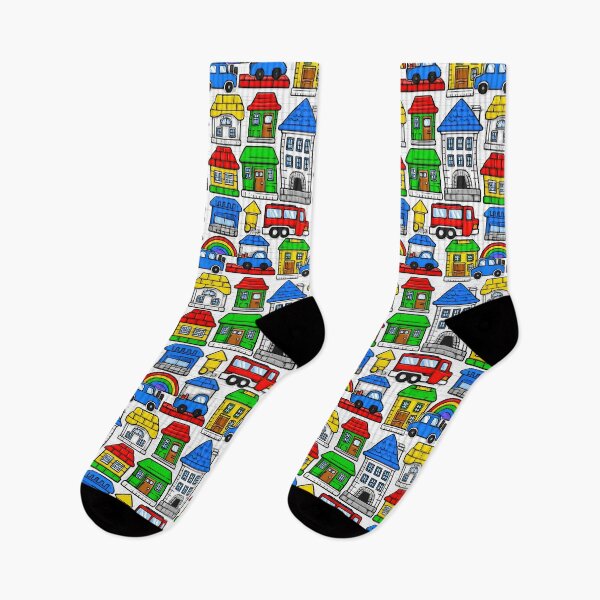 Item preview, Colorful Cartoon Town Houses and Cars Pattern designed and sold by Piotrek0001.