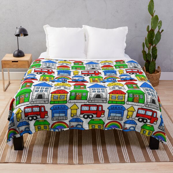 Item preview, Colorful Cartoon Town Houses and Cars Pattern designed and sold by Piotrek0001.