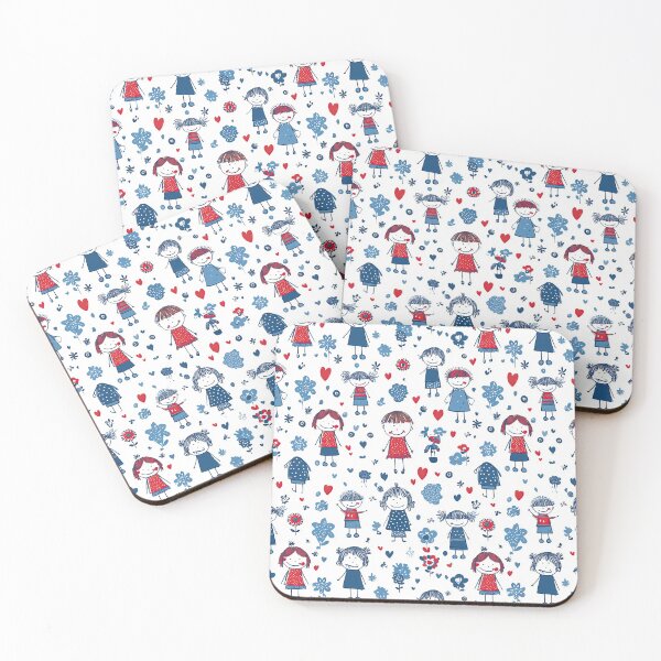 Item preview, Cute Stick Figure Girls and Hearts Pattern designed and sold by Piotrek0001.