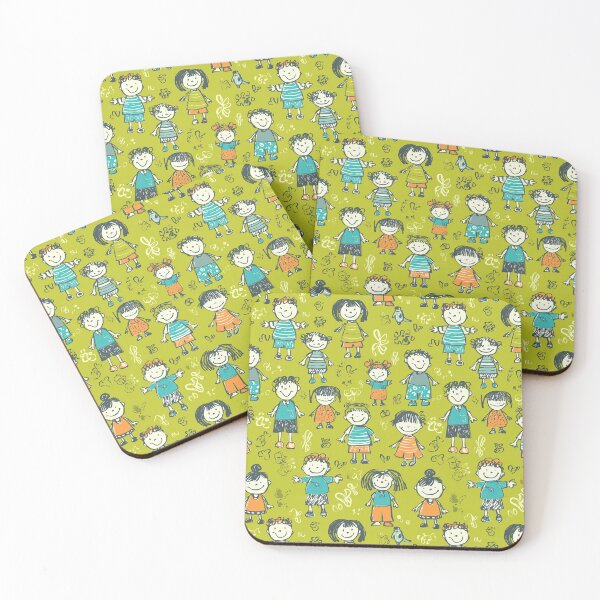 Item preview, Cheerful Kids Sketch Doodle Green Pattern designed and sold by Piotrek0001.