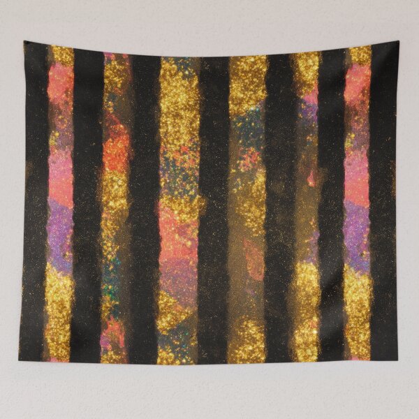 Item preview, Black Gold Cosmic Glitter Stripes designed and sold by bubblegoth.