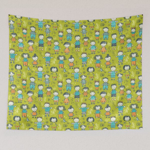 Item preview, Cheerful Kids Sketch Doodle Green Pattern designed and sold by Piotrek0001.