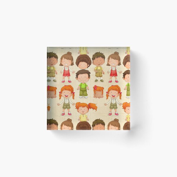 Item preview, Diverse Cartoon Children Characters Grid Pattern designed and sold by Piotrek0001.