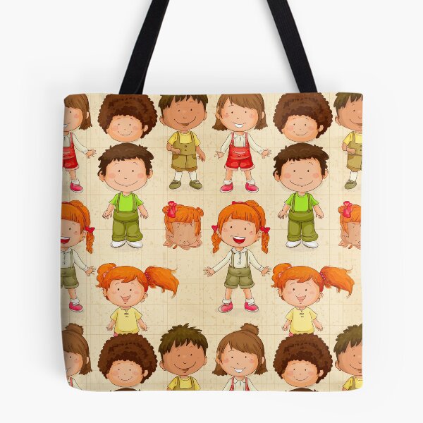 Item preview, Diverse Cartoon Children Characters Grid Pattern designed and sold by Piotrek0001.