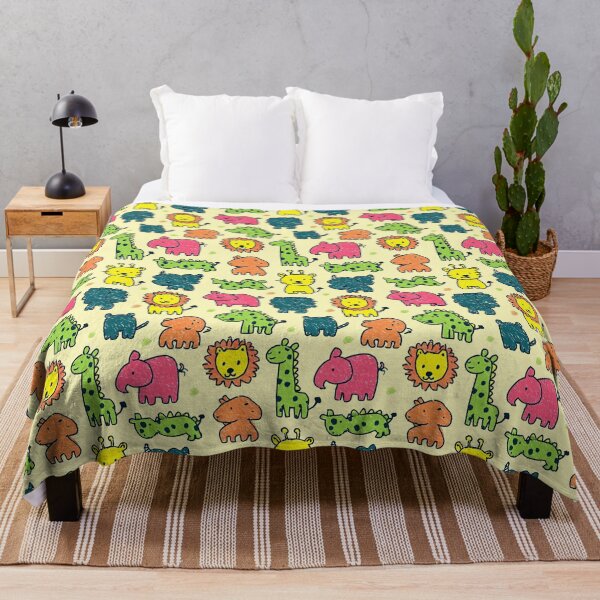 Item preview, Cute Jungle Animals Green Doodle Pattern designed and sold by Piotrek0001.