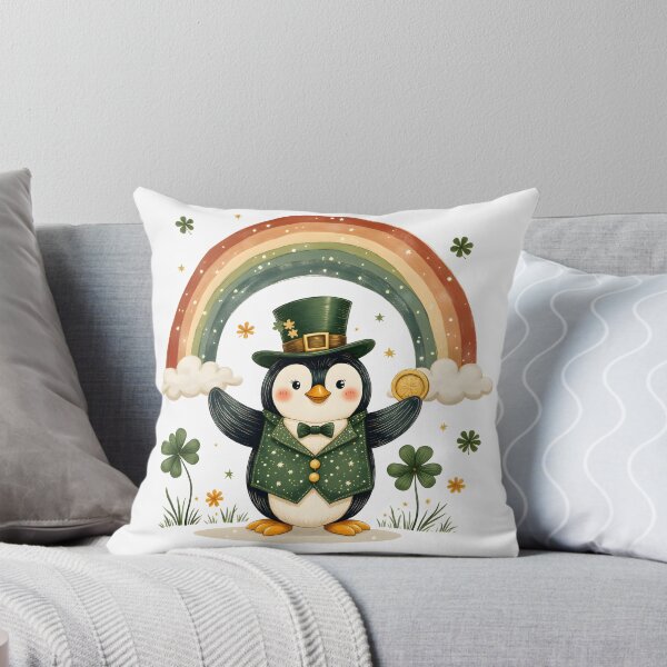 Item preview, Cute St Patricks Day Lucky Penguin Rainbow designed and sold by Found Dream.