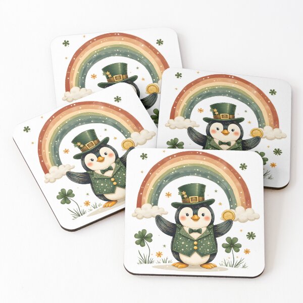 Item preview, Cute St Patricks Day Lucky Penguin Rainbow designed and sold by Found Dream.