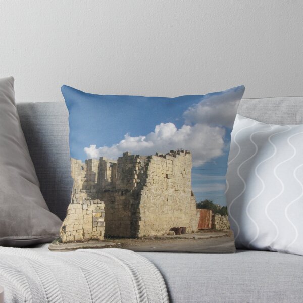 Item preview, Old Stone Ruins With Archway and Rusted Gate Beside Road Under Blue Sky designed and sold by Nmallia.