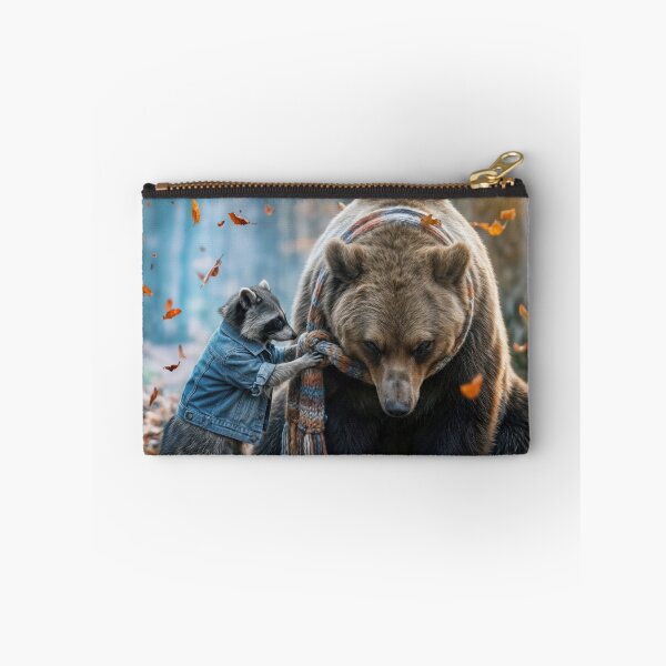 Item preview, Raccoon Tying a Winter Scarf on a Bear designed and sold by Maria Dryfhout.