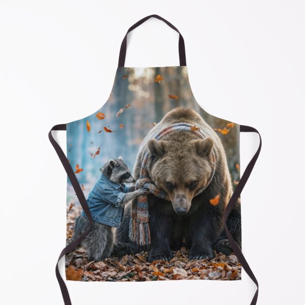 Item preview, Raccoon Tying a Winter Scarf on a Bear designed and sold by Maria Dryfhout.