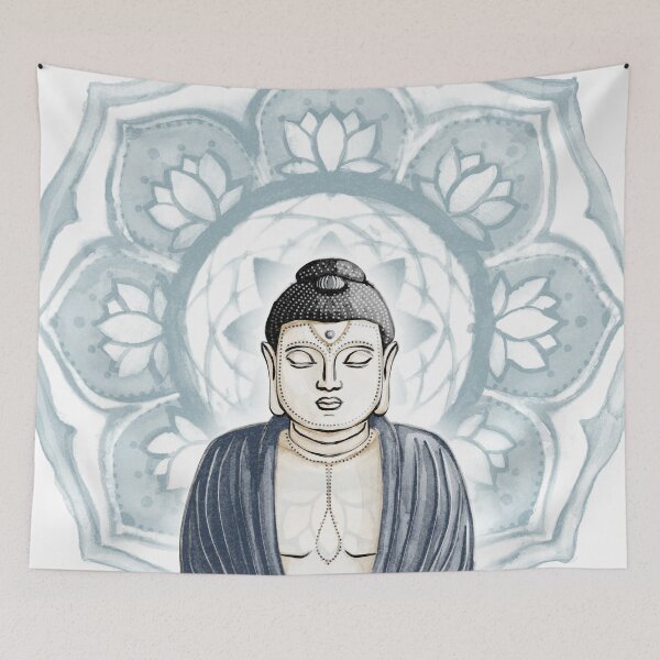 Item preview, Buddha Padma Watercolor - Fawn Coal Dusk - Peacock Halo designed and sold by Irene Estelle.