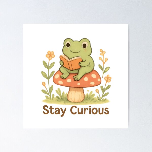Item preview, Cute Frog Reading Book – Stay Curious designed and sold by Snacky Paws.