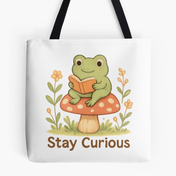 Item preview, Cute Frog Reading Book – Stay Curious designed and sold by Snacky Paws.