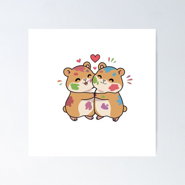 Item preview, Cute Hamster Friends Hugging – Happy Holi Color Festival Sticker designed and sold by pn_terest.