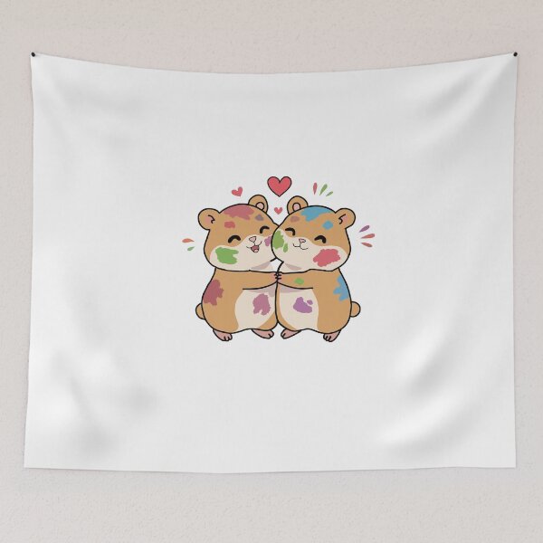 Item preview, Cute Hamster Friends Hugging – Happy Holi Color Festival Sticker designed and sold by pn_terest.