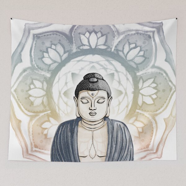 Item preview, Buddha Padma Watercolor - Fawn Coal Dusk - Rainbow Sunset Halo designed and sold by Irene Estelle.