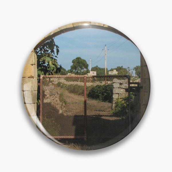 Item preview, Old Stone Archway With Rusty Metal Gate Framing a Rural Path and Sunlit Countryside designed and sold by Nmallia.