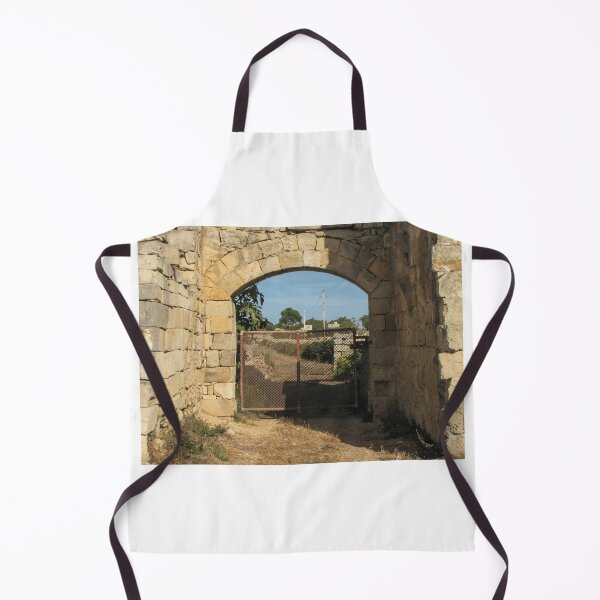 Item preview, Old Stone Archway With Rusty Metal Gate Framing a Rural Path and Sunlit Countryside designed and sold by Nmallia.