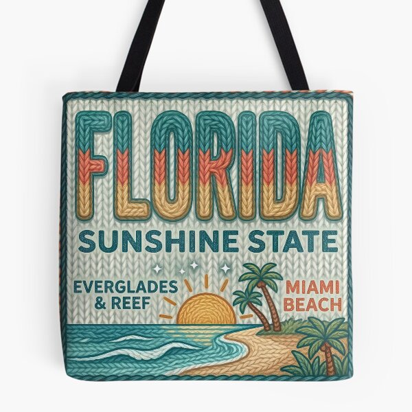 Item preview, Florida Sunshine State - Miami Beach Everglades Knitted Vintage Travel Design designed and sold by Pattern-Parade.
