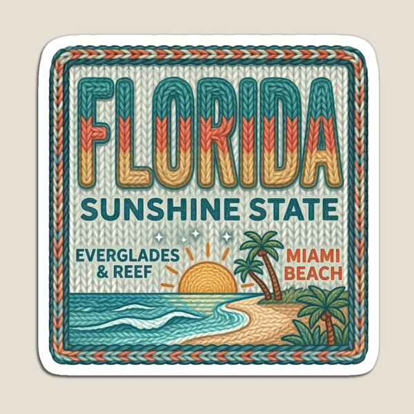 Item preview, Florida Sunshine State - Miami Beach Everglades Knitted Vintage Travel Design designed and sold by Pattern-Parade.