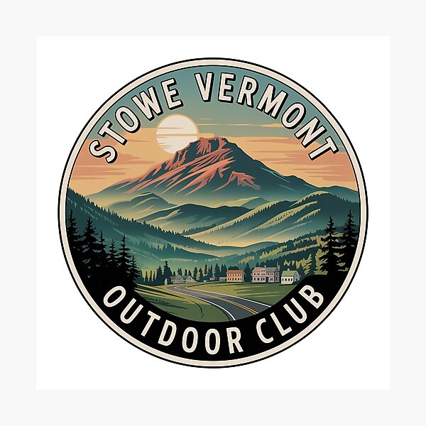 Item preview, Stowe Vermont Outdoor Club Sticker – Green Mountains Vintage Travel Design designed and sold by pod24.