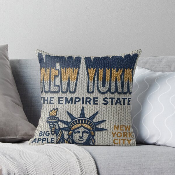 Item preview, New York The Empire State - Statue of Liberty Big Apple Knitted Vintage Travel Design designed and sold by Pattern-Parade.