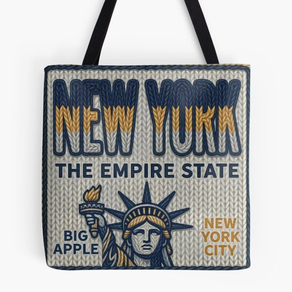 Item preview, New York The Empire State - Statue of Liberty Big Apple Knitted Vintage Travel Design designed and sold by Pattern-Parade.