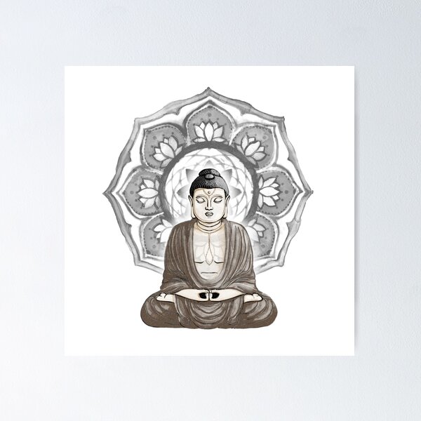 Item preview, Buddha Padma Watercolor - Fawn Coal Earth - Coal Halo designed and sold by Irene Estelle.