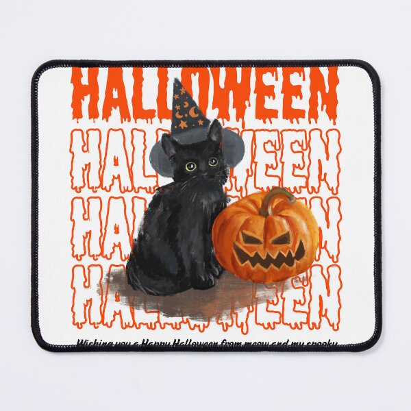 Item preview, Cute Black Cat with Pumpkin Halloween Illustration या Spooky Halloween Cat and Jack-o-lantern Art designed and sold by Vishwashop.