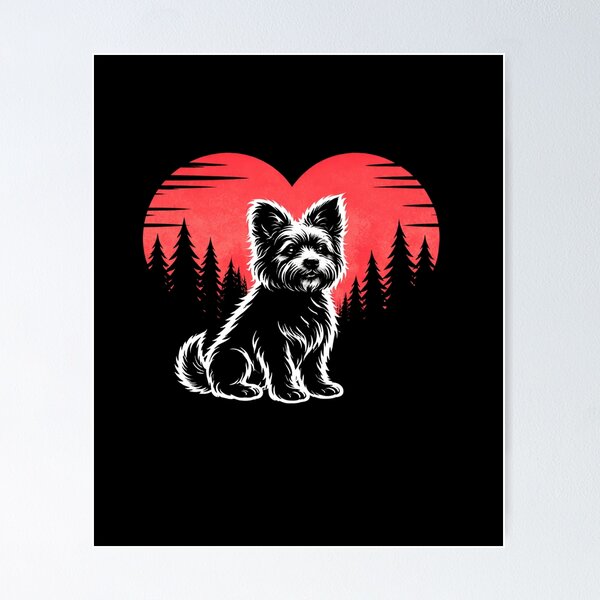Item preview, Cute Yorkie Dog Lover Design – Yorkshire Terrier Silhouette with Retro Heart, Yorkie Gift for Dog Lovers designed and sold by VibeOffline Studio.