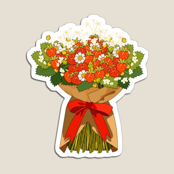 Item preview, Strawberry and Daisy Bouquet in Craft Paper designed and sold by DesignbyAnnaM.