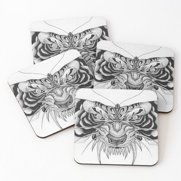 Item preview, Tiger Moth - Dark Ink Illustration Art Print designed and sold by sebsdead.