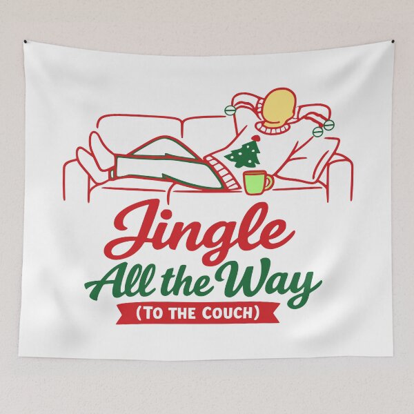 Item preview, Funny Jingle All The Way Christmas Couch Illustration designed and sold by FunFitLife Studio.