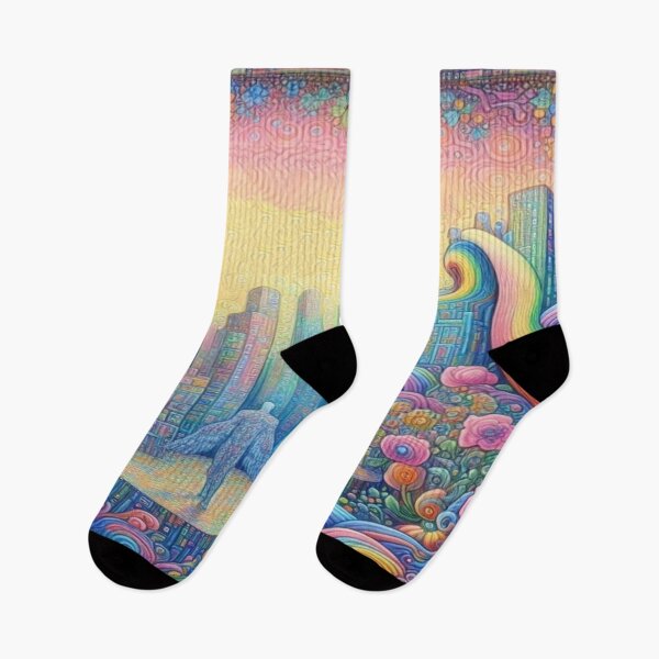 Item preview, Surreal Fantasy City with Winged Figure, Floral Energy and Vibrant Colors designed and sold by FotoworldEdel.