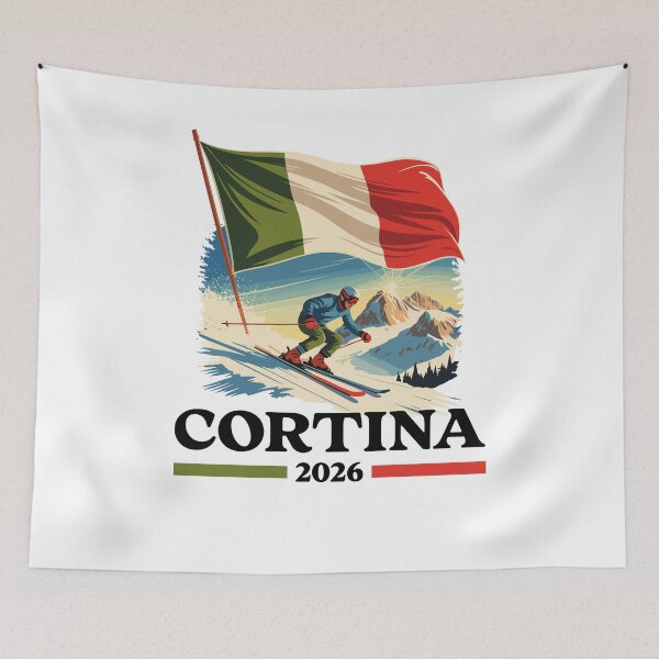 Item preview, Cortina 2026 Skier Italian Flag for Winter Sports Lover designed and sold by NUMAcreations.