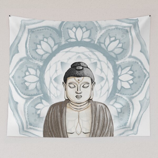 Item preview, Buddha Padma Watercolor - Fawn Coal Earth - Peacock Halo designed and sold by Irene Estelle.