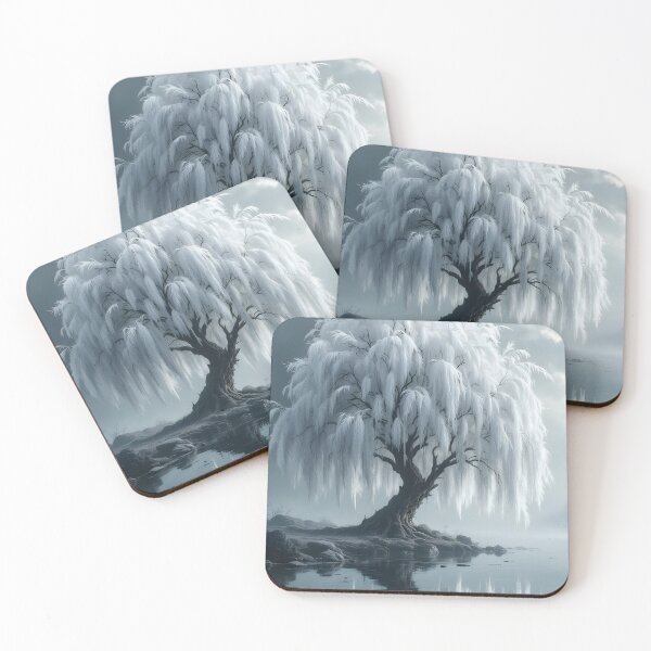 Item preview, Weeping Willow by the Pond, mystical in Black and White designed and sold by MarionsArt.