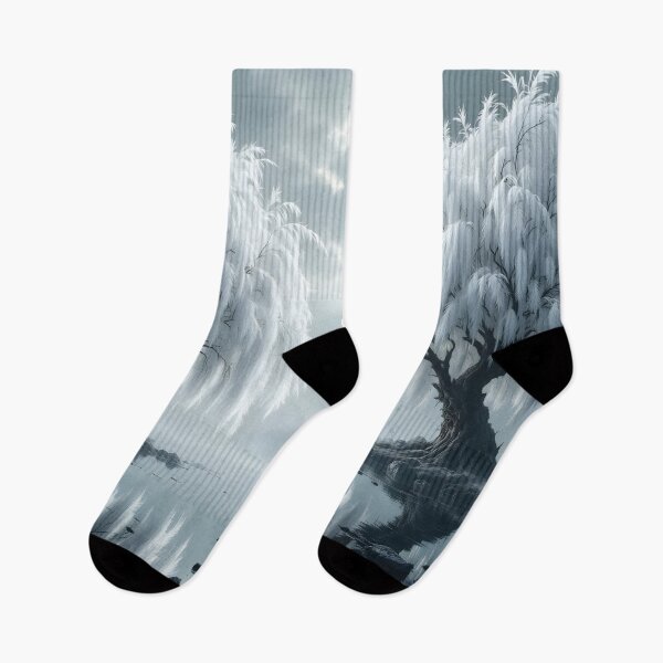 Item preview, Weeping Willow by the Pond, mystical in Black and White designed and sold by MarionsArt.