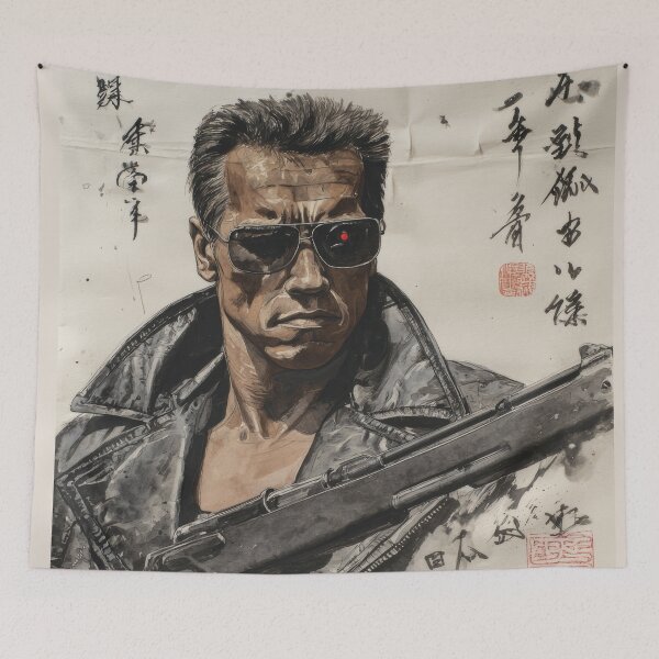 Item preview, Arnold  Terminator Sumi-e  designed and sold by AnimeArsenalPrints.