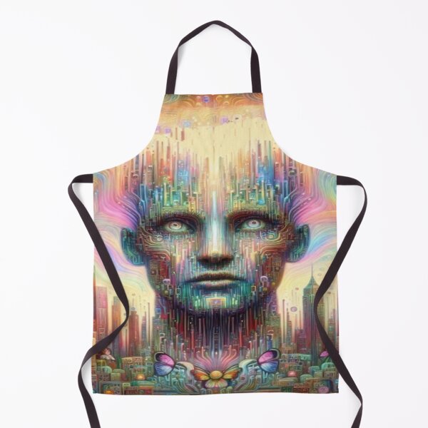 Item preview, Cyber Dreamface with Floral Energy and Vibrant Surreal Cityscape designed and sold by FotoworldEdel.